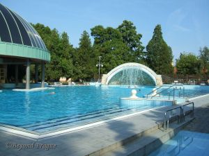 One of a group of seven wellness pools available to visitors.