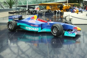 A Formula 1 car on display at Hangar 7.